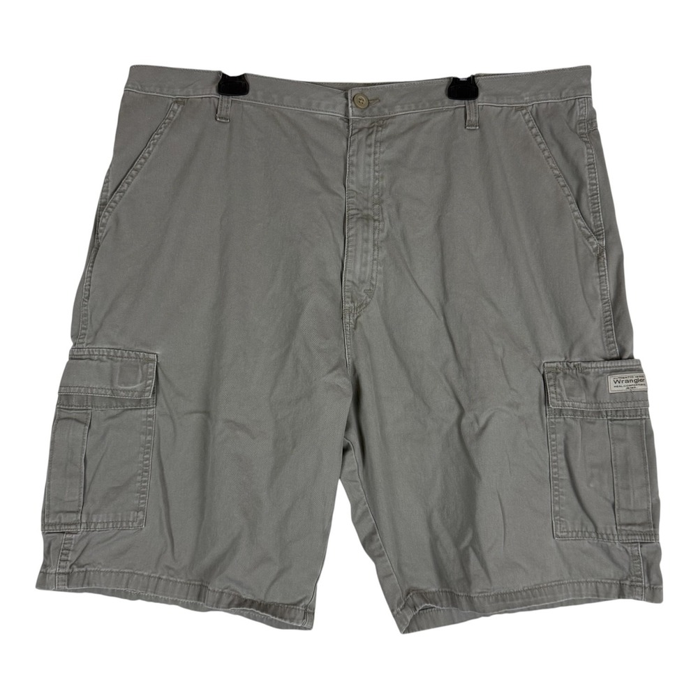 Wrangler Cargo Shorts Mens 42 Gray‎ Canvas 9 Inseam Cotton Workwear Relaxed